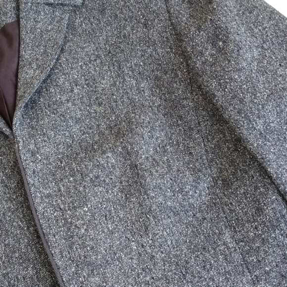 Ann Taylor Silk Wool Nylon Blend Grey Tweed Long Sleeve Zip Up Blazer 2 - Picture 7 of 10